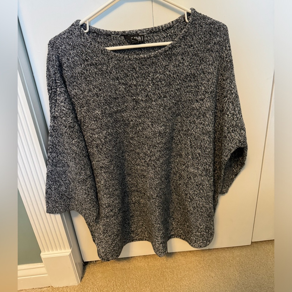 Black & White Marbled 3/4 Length Sweater 1X